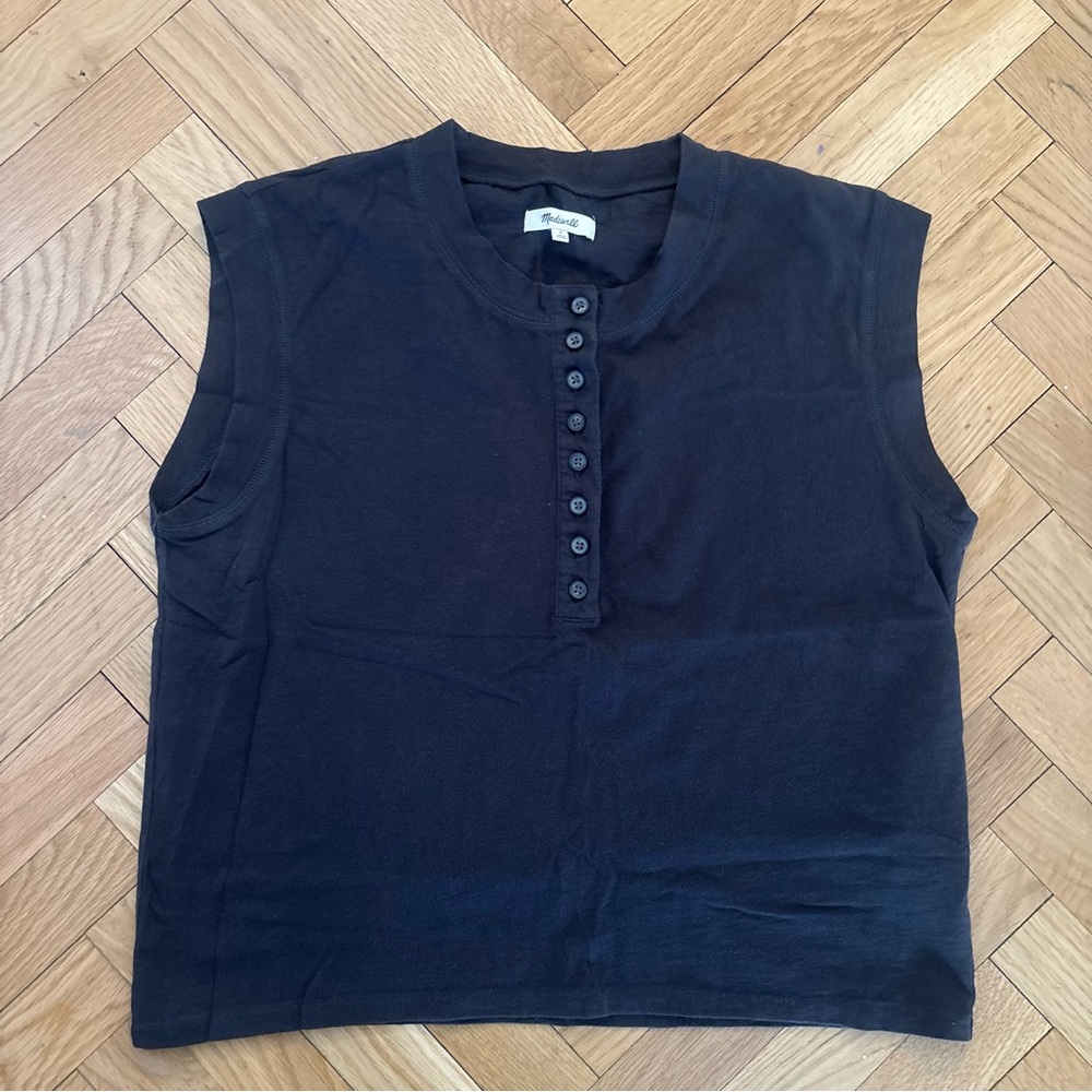 Madewell Gray Sleeveless Henley Muscle Tee